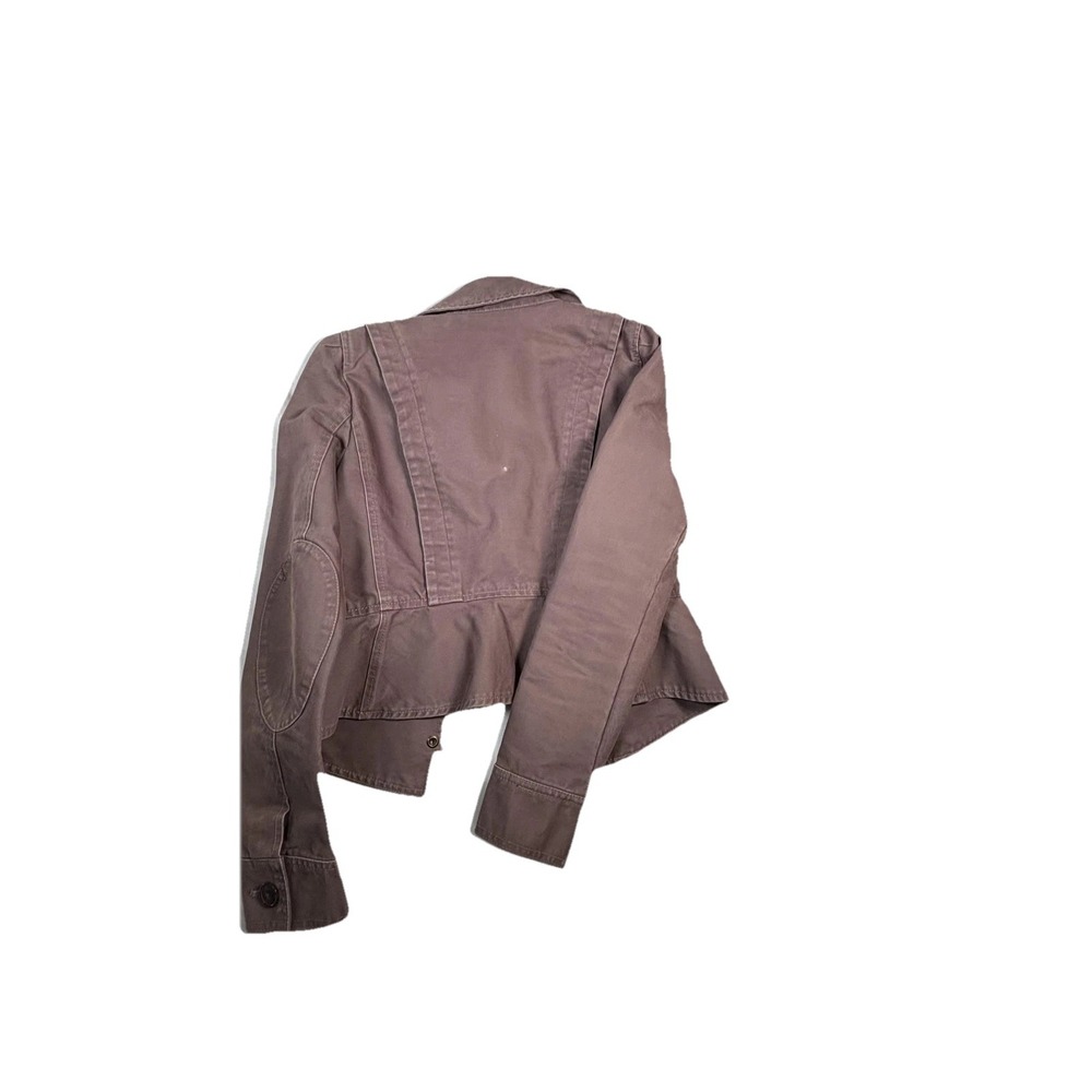 LOFT‎ Jacket Womens 2 Purple Cotton Twill Military Utility Short Zip Pockets - Picture 9 of 14